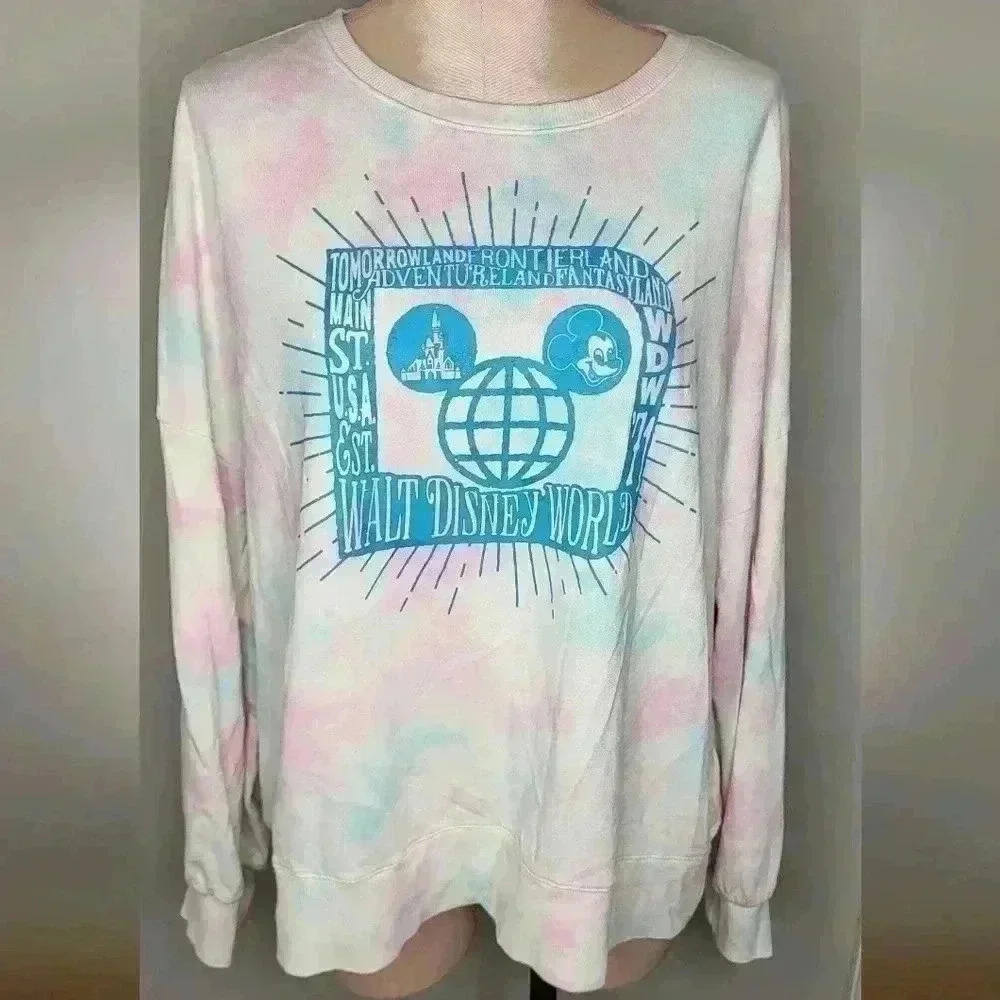 Disney Tomorrowland Mickey Tie Dye Epcot Pullover Sweatshirt Sz 2xl Walt Disney - Picture 2 of 10